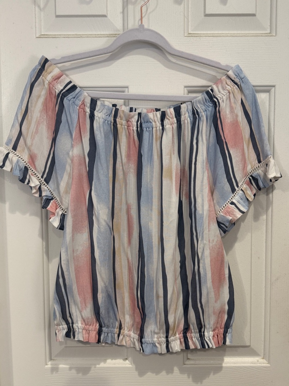 CHARLIE B Striped On/Off-Shoulder Top